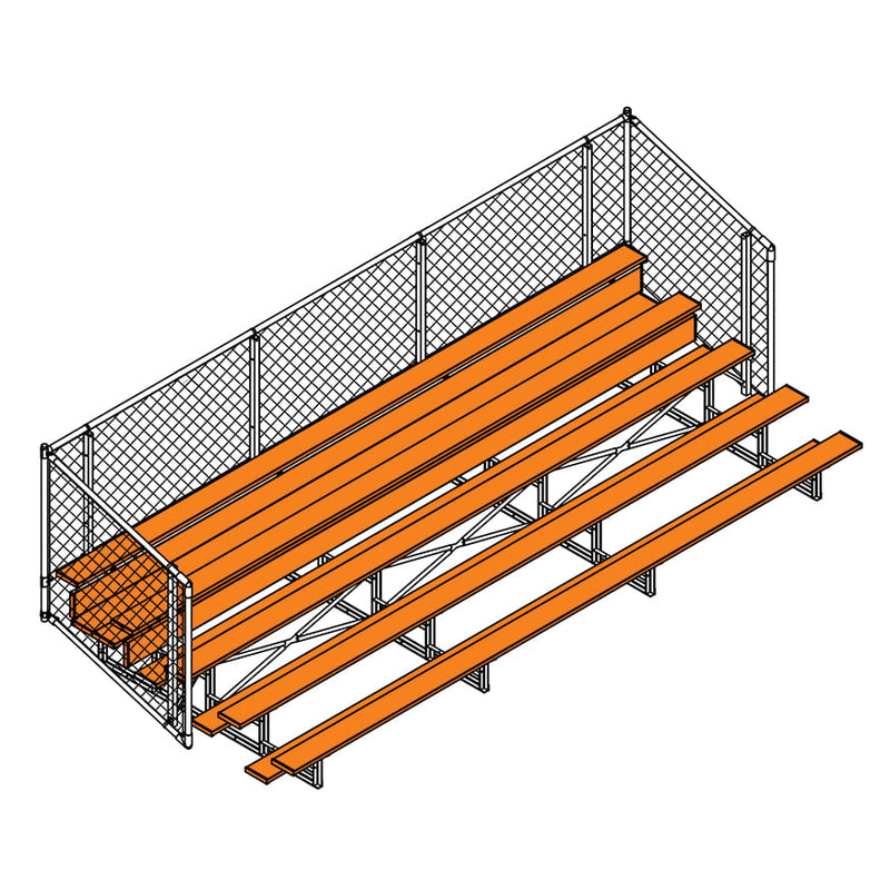 Jaypro Soccer Enclosed Bleacher (5 Row - Single Foot Plank with Chain Link Rail)