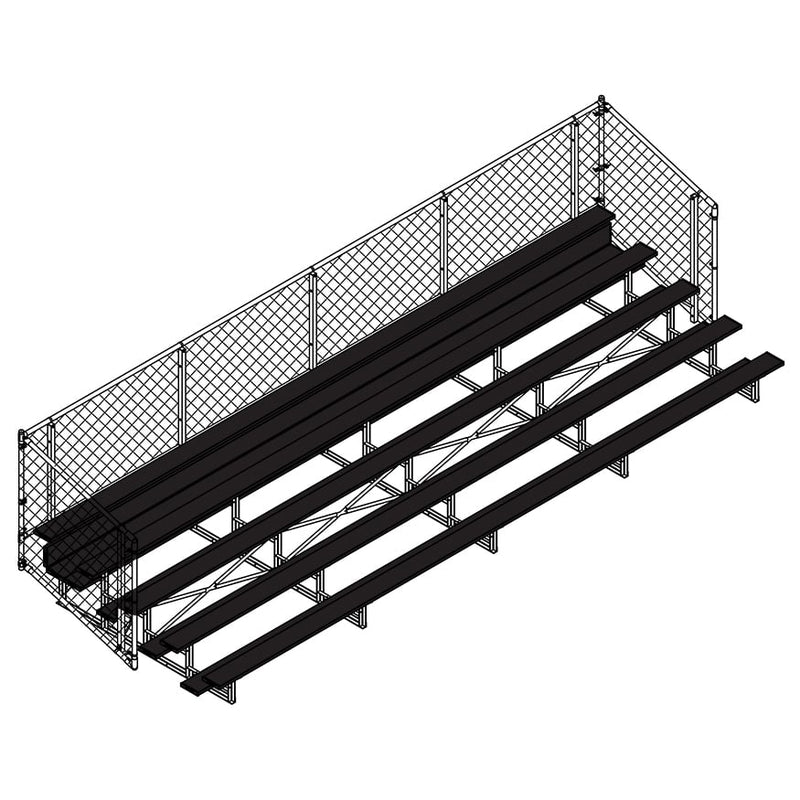 Jaypro Soccer Enclosed Bleacher (5 Row - Single Foot Plank with Chain Link Rail)
