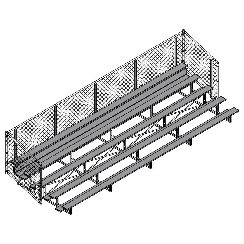 Jaypro Soccer Enclosed Bleacher (5 Row - Single Foot Plank with Chain Link Rail)