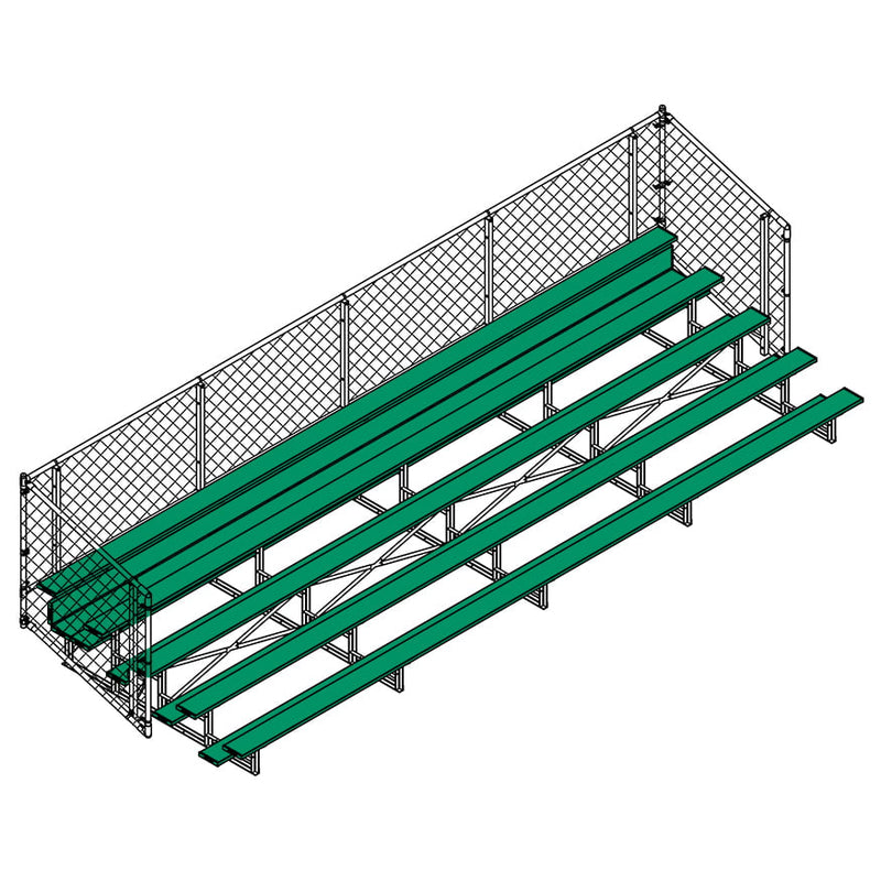 Jaypro Soccer Enclosed Bleacher (5 Row - Single Foot Plank with Chain Link Rail)