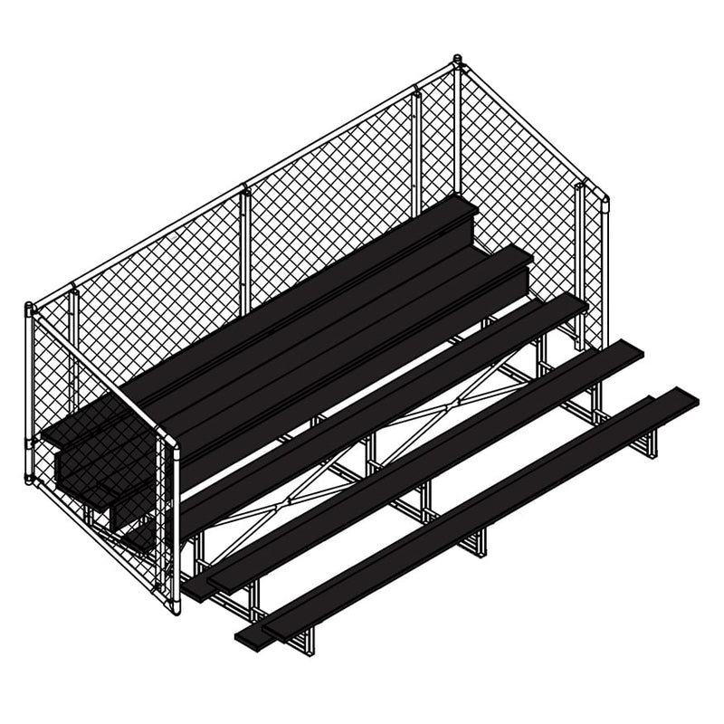 Jaypro Soccer Enclosed Bleacher (5 Row - Single Foot Plank with Chain Link Rail)
