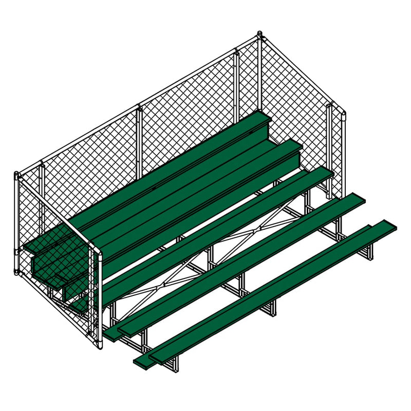 Jaypro Soccer Enclosed Bleacher (5 Row - Single Foot Plank with Chain Link Rail)