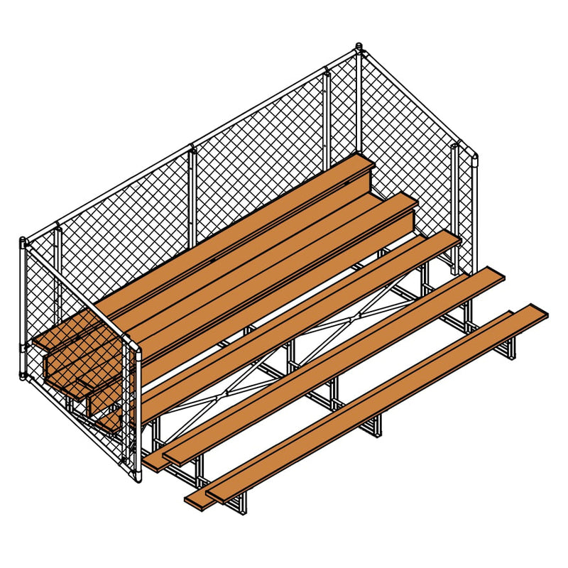 Jaypro Soccer Enclosed Bleacher (5 Row - Single Foot Plank with Chain Link Rail)