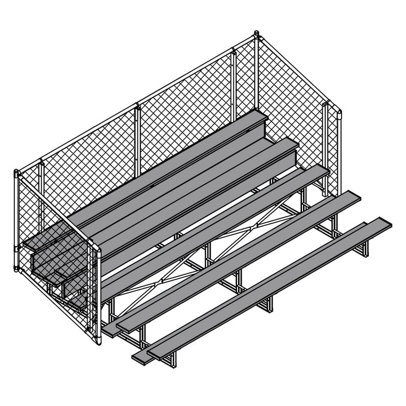 Jaypro Soccer Enclosed Bleacher (5 Row - Single Foot Plank with Chain Link Rail)