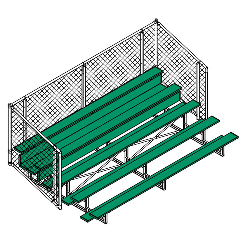 Jaypro Soccer Enclosed Bleacher (5 Row - Single Foot Plank with Chain Link Rail)