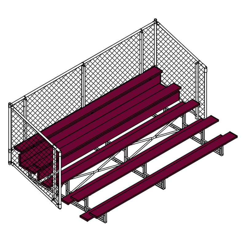 Jaypro Soccer Enclosed Bleacher (5 Row - Single Foot Plank with Chain Link Rail)