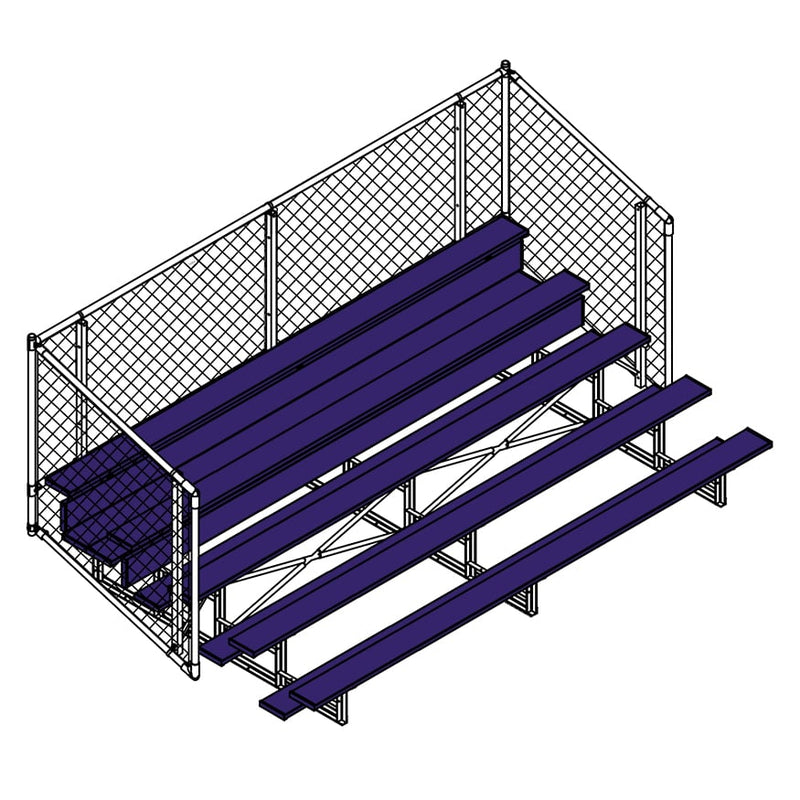 Jaypro Soccer Enclosed Bleacher (5 Row - Single Foot Plank with Chain Link Rail)