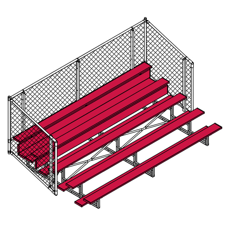 Jaypro Soccer Enclosed Bleacher (5 Row - Single Foot Plank with Chain Link Rail)