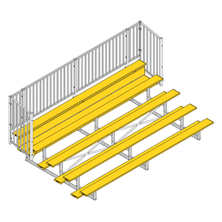 Grada cerrada Jaypro para fútbol (5 filas - Tablón individual con barandilla)