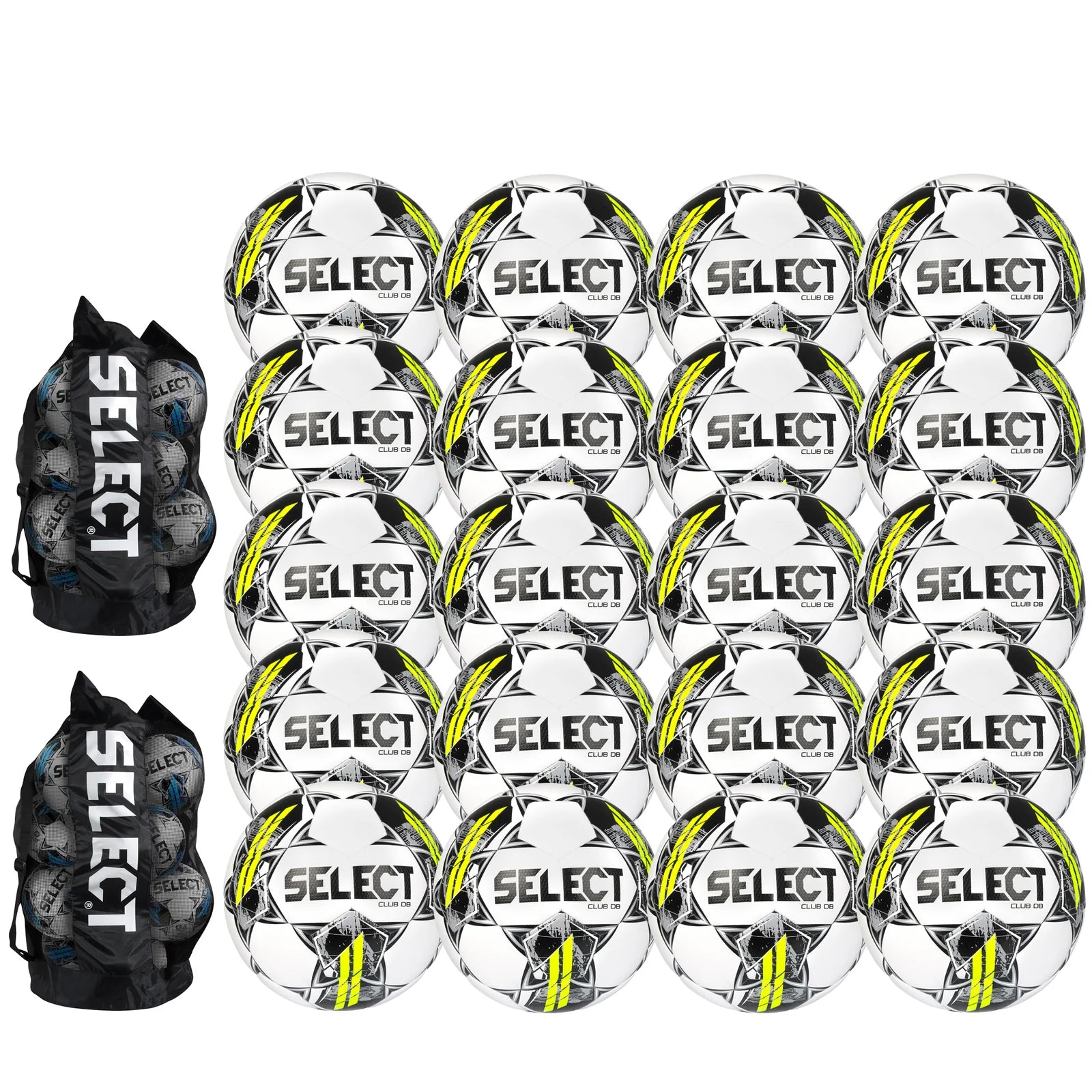 Paquete de 20 balones de fútbol Select Club DB v22 (incluye 2 bolsas para balones)
