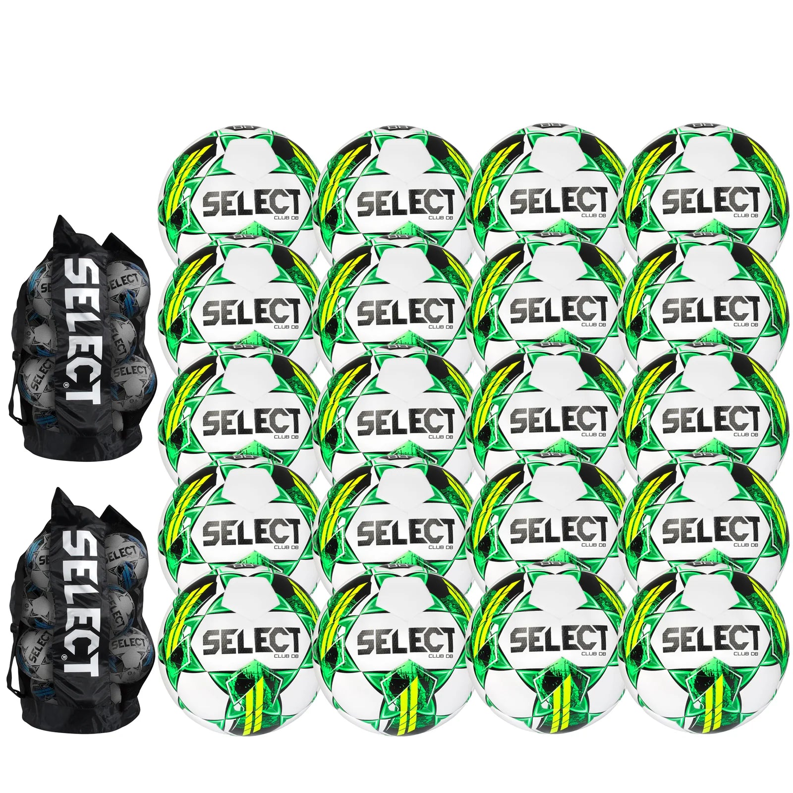 Paquete de 20 balones de fútbol Select Club DB v22 (incluye 2 bolsas para balones)