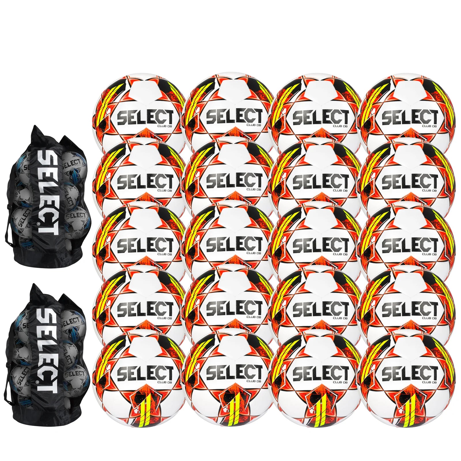 Paquete de 20 balones de fútbol Select Club DB v22 (incluye 2 bolsas para balones)