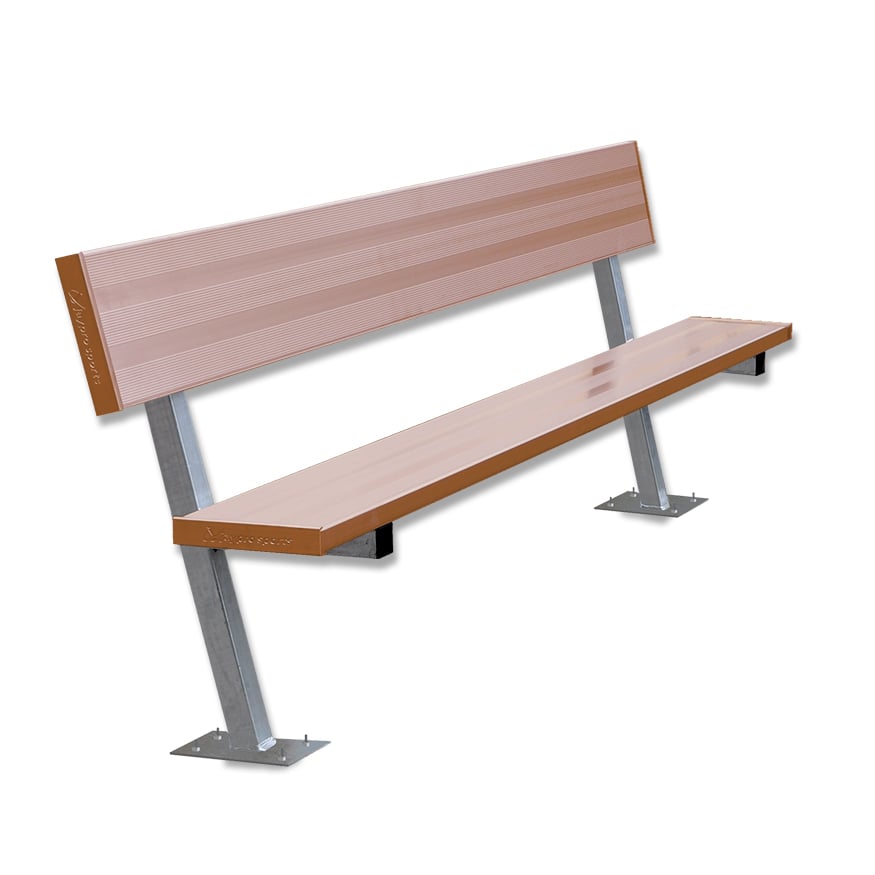 Banco de jugador de fútbol Jaypro con respaldo (montaje en superficie)