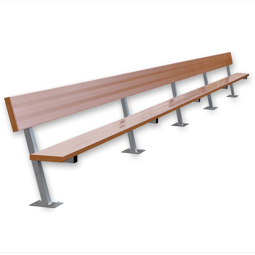 Banco de jugador de fútbol Jaypro con respaldo (montaje en superficie)