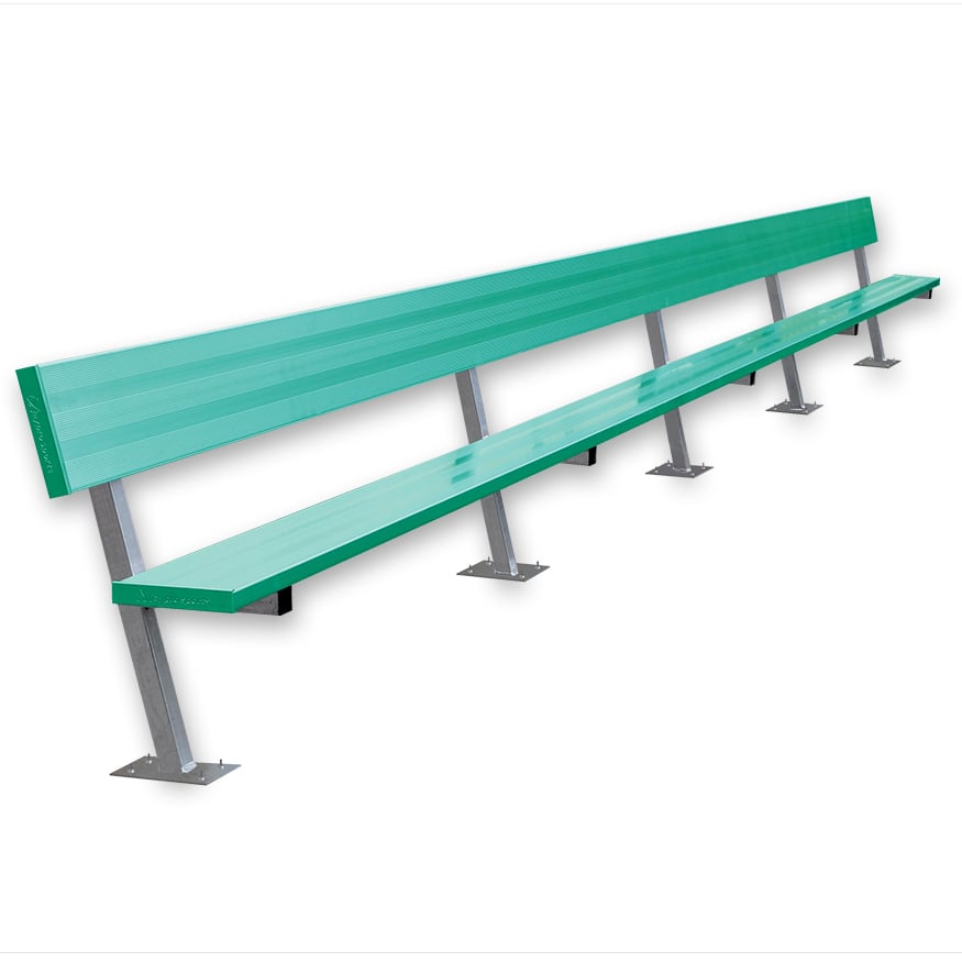 Banco de jugador de fútbol Jaypro con respaldo (montaje en superficie)