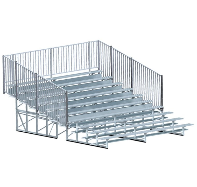 Grada cerrada Jaypro Soccer de 15 pies (10 filas - tablón de un solo pie con barandilla de seguridad)