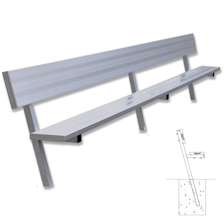 Jaypro Soccer Player Bench With Seat Back (In-Ground)-Soccer Command