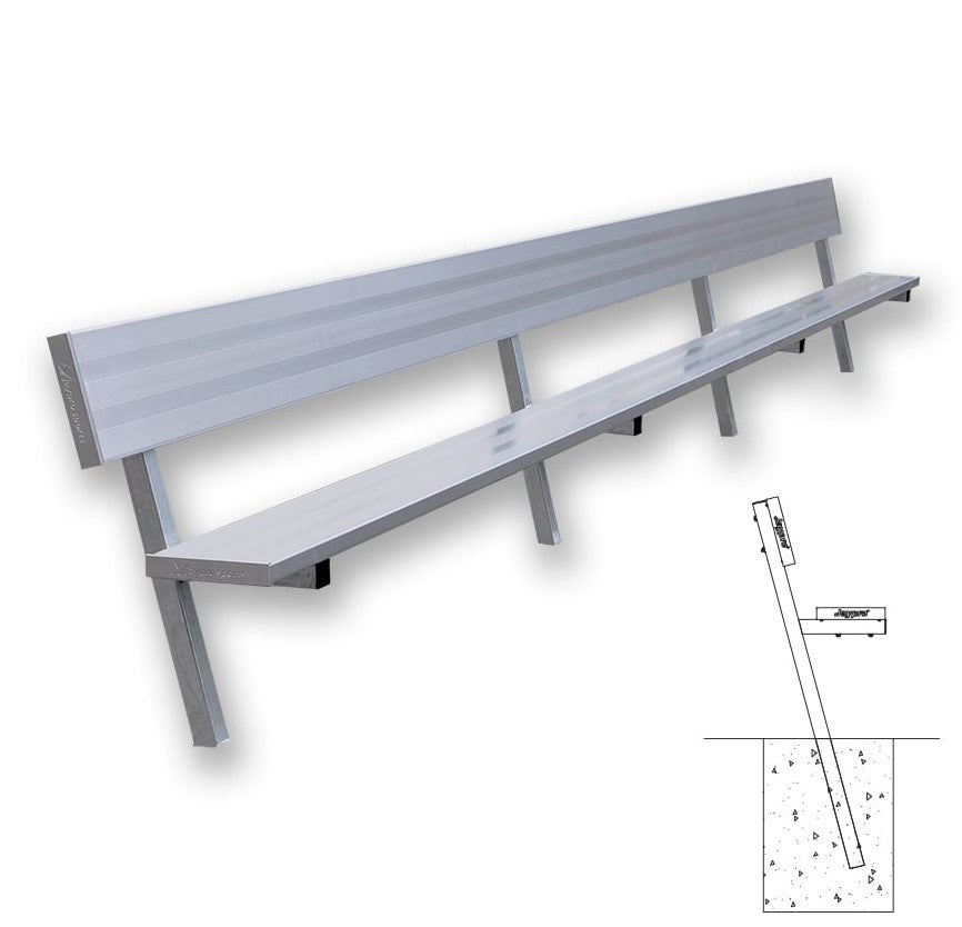 Jaypro Soccer Player Bench With Seat Back (In-Ground)-Soccer Command