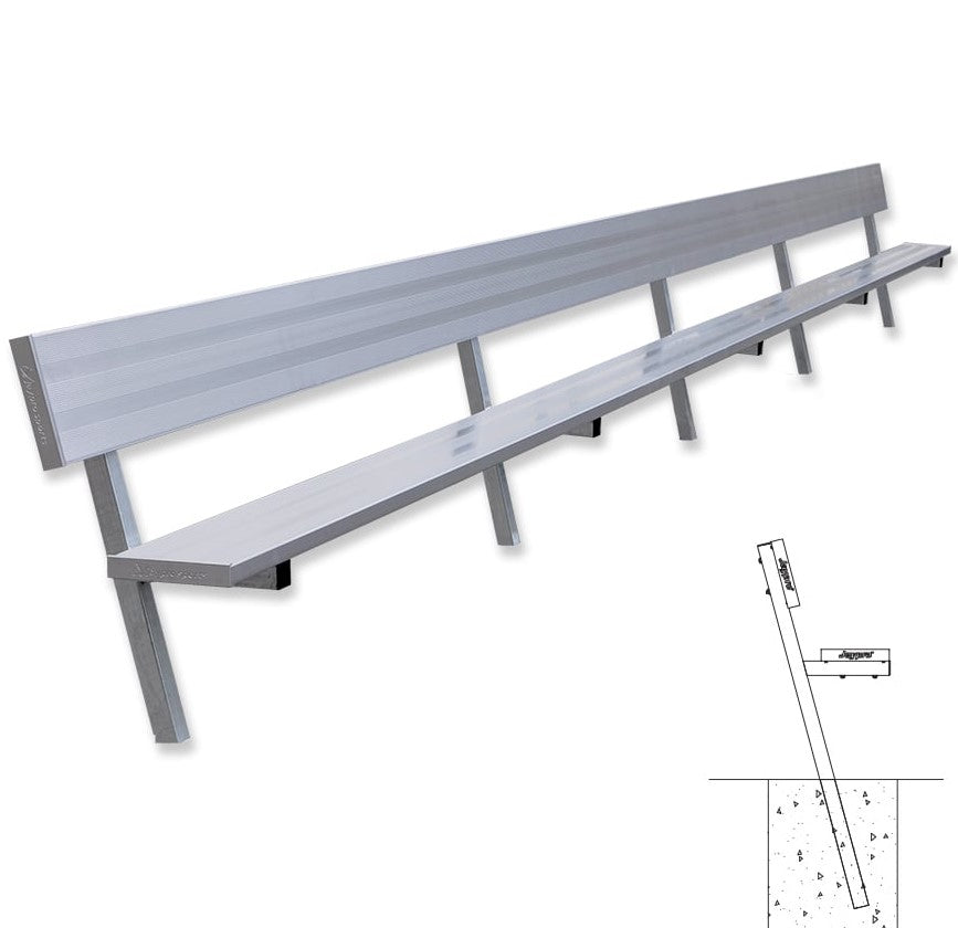 Jaypro Soccer Player Bench With Seat Back (In-Ground)-Soccer Command