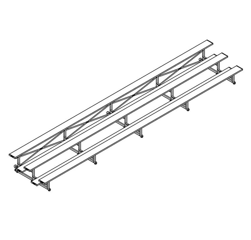 Jaypro Soccer Tip & Roll Bleacher (3 Row - Single Foot Plank)-Soccer Command