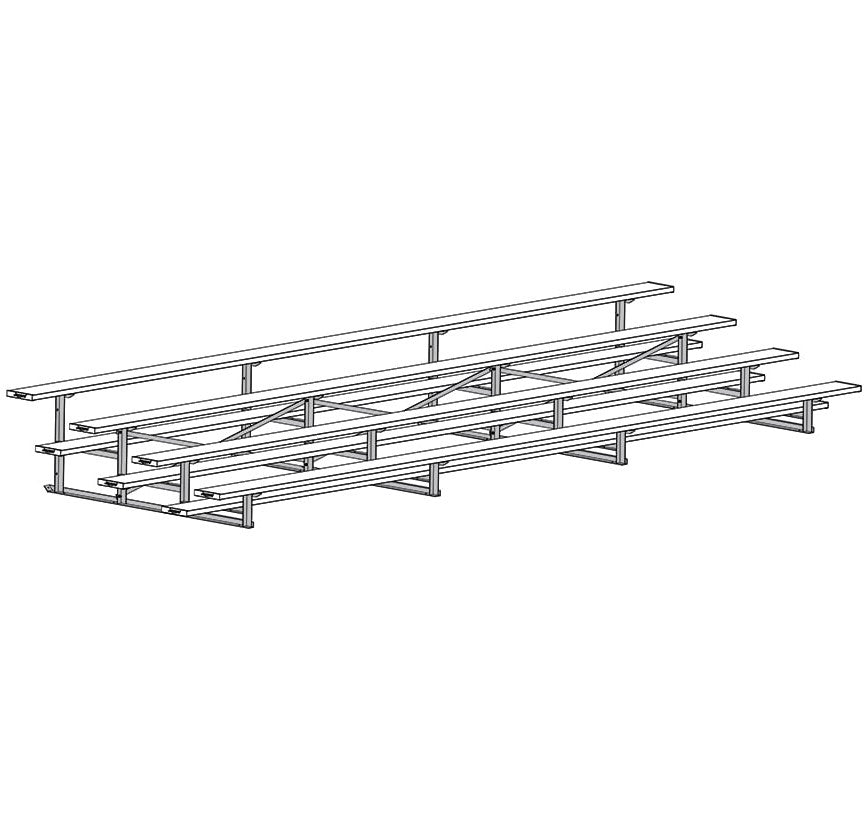 Jaypro Soccer All Aluminum Bleacher (4 Row - Single Foot Plank)-Soccer Command