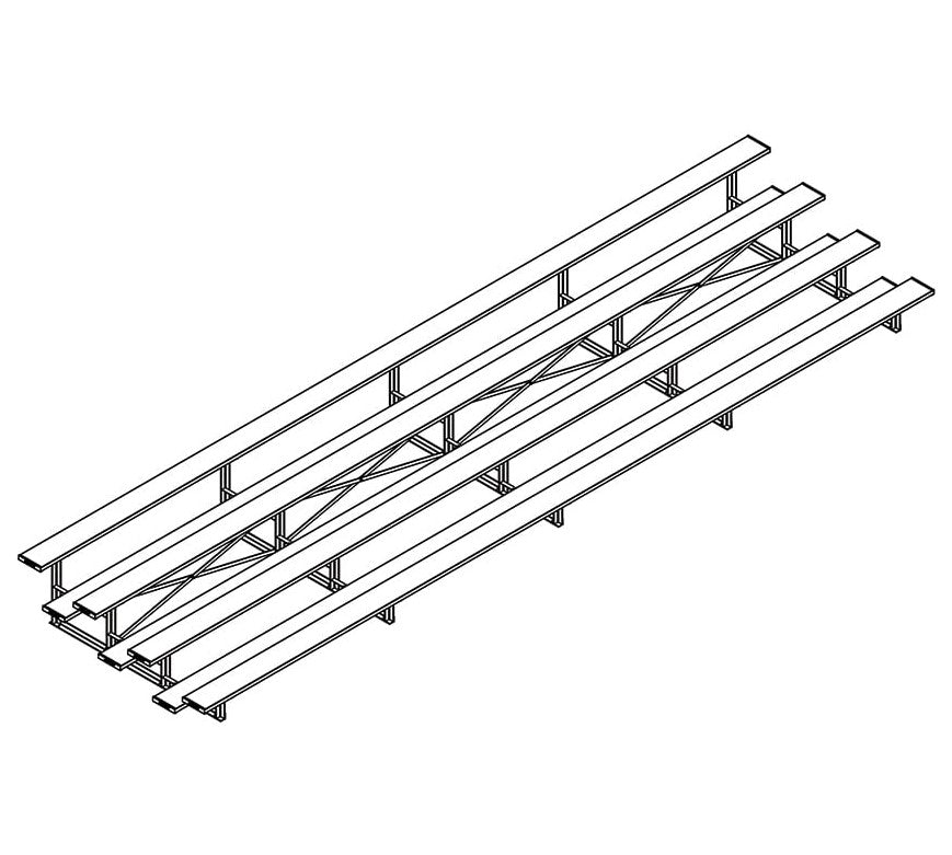Jaypro Soccer All Aluminum Bleacher (4 Row - Single Foot Plank)-Soccer Command