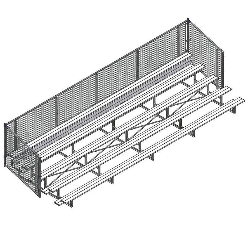 Jaypro Soccer Enclosed Bleacher (5 Row - Single Foot Plank with Chain Link Rail)