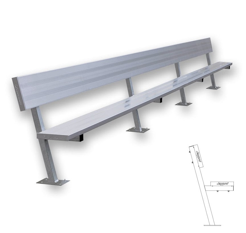 Banco de jugador de fútbol Jaypro con respaldo (montaje en superficie)