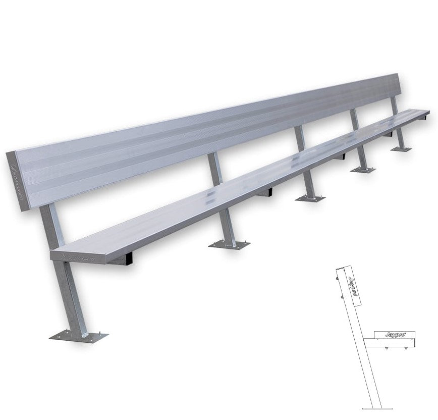 Banco de jugador de fútbol Jaypro con respaldo (montaje en superficie)