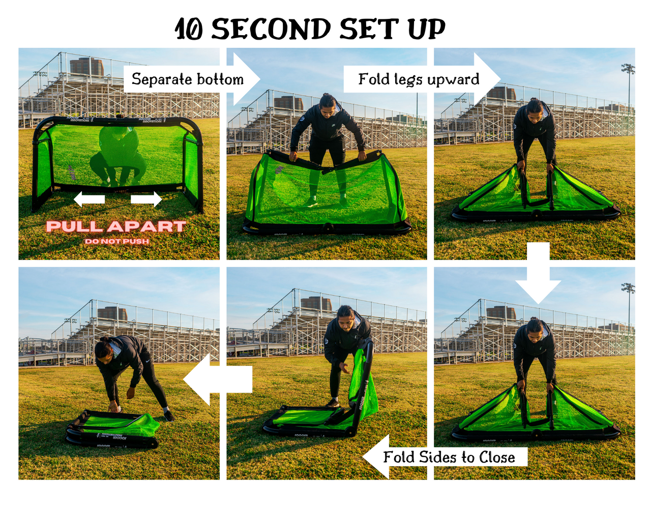 Portería de fútbol plegable de aluminio QuickFold de Soccer Innovations