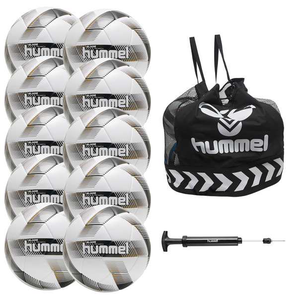 hummel Blade Pro Match Soccer Ball 10-Pack with Core Ball Bag and Ball Pump-Soccer Command
