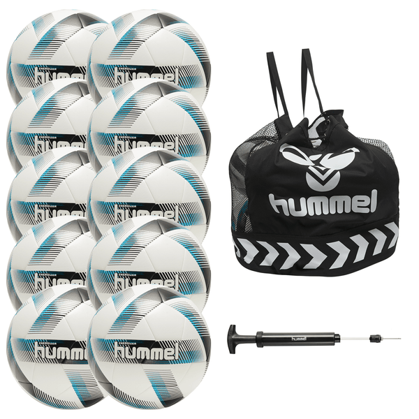 hummel Energizer Soccer Ball 10-Pack with Core Ball Bag and Ball Pump-Soccer Command