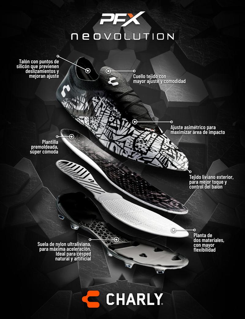 Charly Neovolution PFX Soccer Cleats - Black/White-Soccer Command
