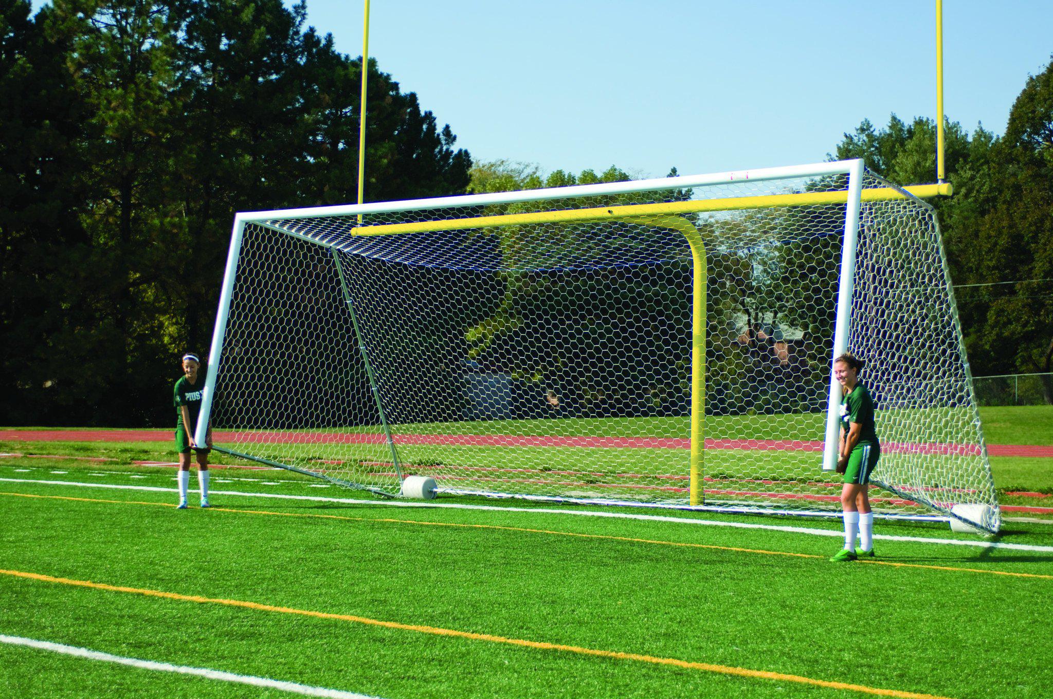 6.5' x 18.5' Bison 4" Round No-Tip Soccer Goals (pair)-Soccer Command