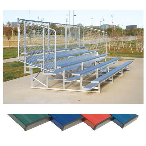 Powder Coated Bleachers With Chain Link Fencing-Soccer Command