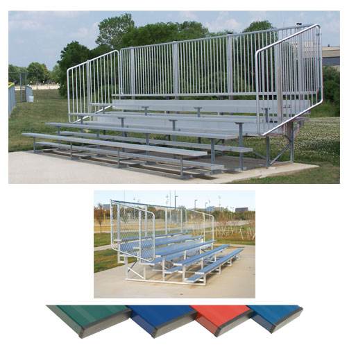 Powder Coated Bleachers With Vertical Picket Railing-Soccer Command